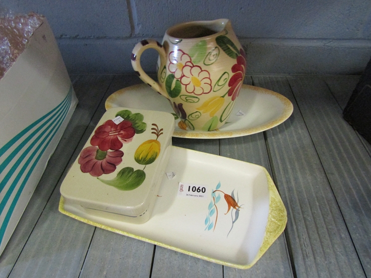 Four pieces of Radford pottery, butter dish, oval dish, sandwich tray and water jug, - Image 2 of 2