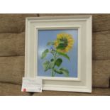 "Blue Tit on Sunflower" Original oil painting by Andrew Tewson, dated 1963, framed and glazed,