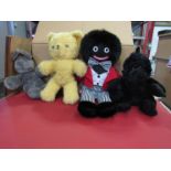 Four soft toys including Golly, Gorilla,