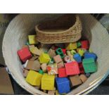 A bucket of toy blocks