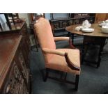 A George III style Gainsboro open armchair,