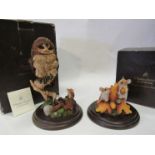 Two Country Artist figures "Tawny Owl with Mouse" model no. ca. 538 and "Woodmice" model no. ca.