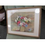 A 20th Century watercolour still life of flowers and fruit,