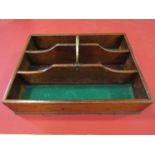 A three compartment oak cutlery box,