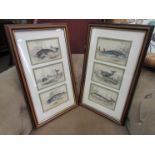 A pair of 3 picutre wall hangings of 19th Century whaling prints