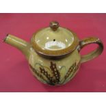 A handthrown and decorated half pint tea pot by Alan Frewin (dec'd) Mill House Pottery,