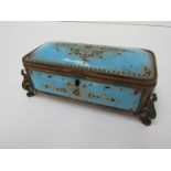 A French enamel and gilt trinket box with floral detailing,