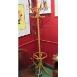 A modern bentwood coat and hat stand