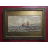 After Thomas Bush Hardy (1842-1897): A framed and glazed watercolour of sailing vessels on rough