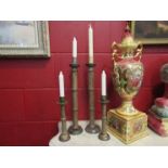 A set of four Arts & Crafts bamboo candlesticks