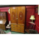 A Victorian inlaid ebony and ivory camphorwood campaign wardrobe/linen chest,