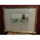 A.K. BROWN (XIX/XX): A gilt framed and glazed watercolour. "The Valley of the Tummel".