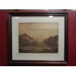 GEORGE FENNELL ROBSON (1788-1833): A framed and glazed watercolour depicting mountainous lake scene.