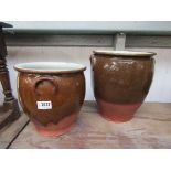 Two glazed pots