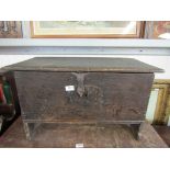 A 17th Century oak child's coffer 71w x 37d x 41h cm