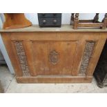 A Victorian carved oak counter 135cm wide