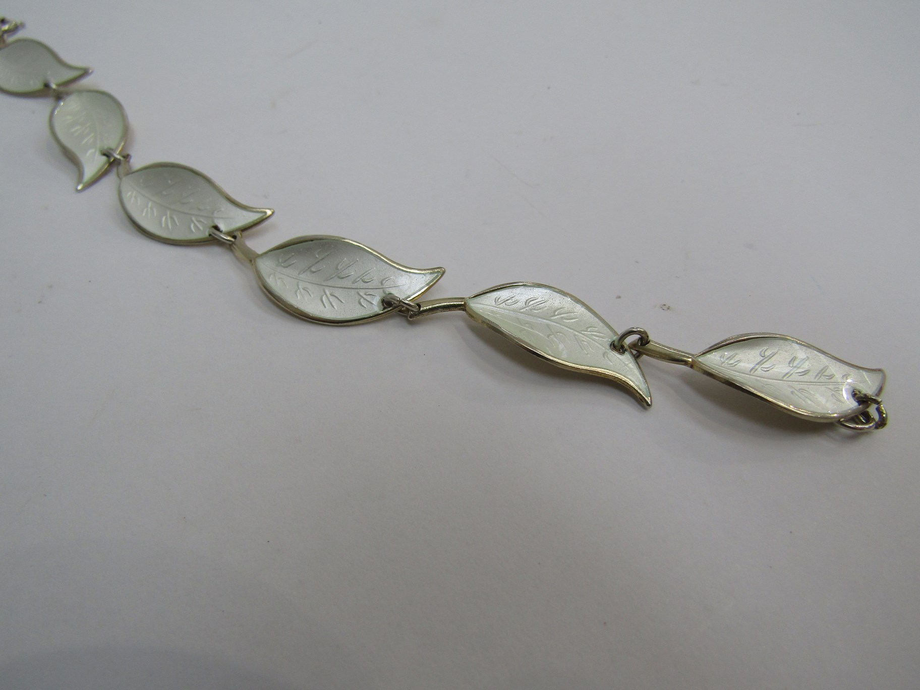 A Norwegian sterling silver and white guiloche enamel bracelet by David Anderson, - Image 3 of 4