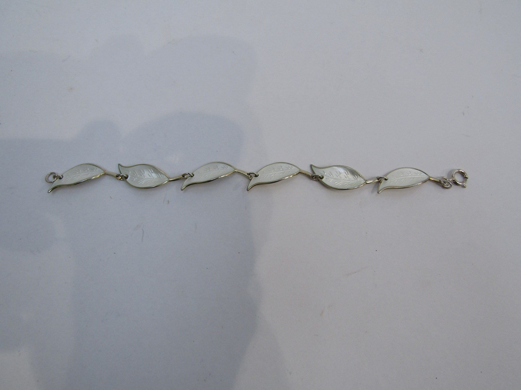 A Norwegian sterling silver and white guiloche enamel bracelet by David Anderson, - Image 2 of 4