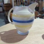 An Art Deco blue and yellow banded Shelley porcelain jug with printed mark