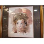 GILL LEVIN 'Girl with hair up' dated 89 watercolour,