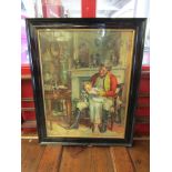 19th Century Pears coloured print of soldier and child in ebonised glazed frame,