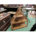 A set of Victorian pine Gothic-shaped shelves, 84cm high,