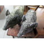 A pair of resin wild boar figures