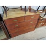 A 19th Century mahogany and pine chest of two over three drawers with brass campaign handles