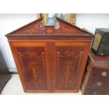 A 19th Century inlaid mahogany two door bookcae cupboard top,