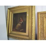 A Victorian gilt framed oil on canvas of 'The Spinster' - Weatherhead 50x30cm