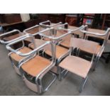 15 Danish tubular metal and bent ply chairs