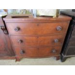 A Victorian mahogany bow fronted chest of three drawers