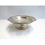 A silver Walker & Hall octagonal pedestal bowl with pierced detail, Sheffield 1918, 8cm tall x 21.