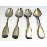 Two Victorian Henry Hyde silver serving spoons with monogram to handle, London 1841, 151g,