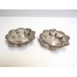 A pair of Deakin & Francis silver pierced dishes of small proportions, 9cm diameter,