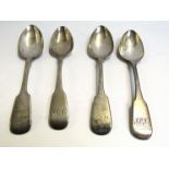 Four silver serving spoons, two by William Bateman I and two by William Bateman II,