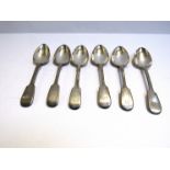 Six William IV silver spoons by William Johnson, monogrammed handles, London 1834, 1835,