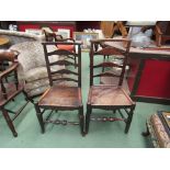 A pair of Georgian country ladder-back chairs,