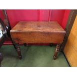 A Circa 1880 mahogany commode with ceramic liner on turned legs,