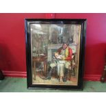 19th Century Pears coloured print of soldier and child in ebonised glazed frame,