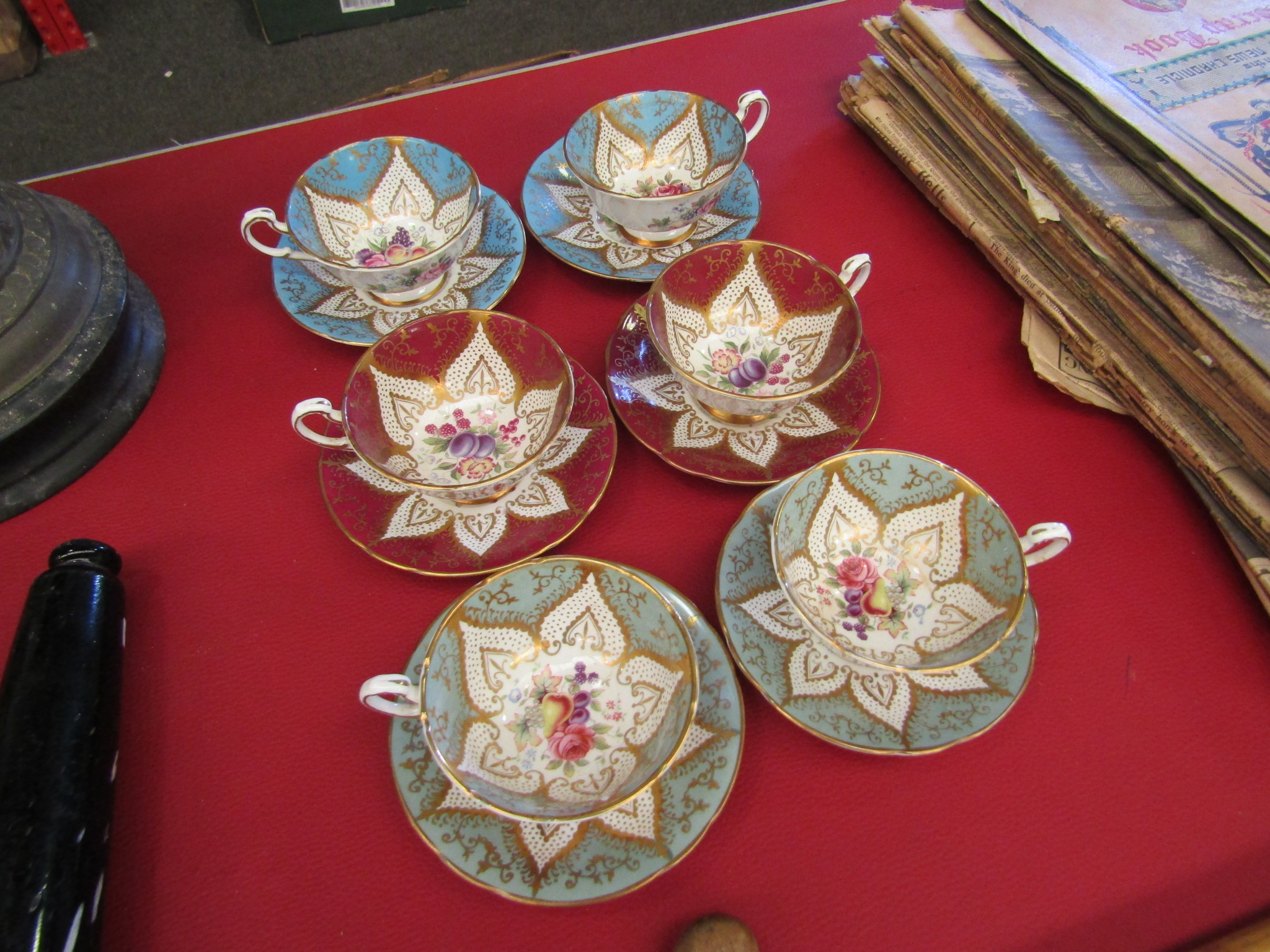 A set of six Paragon tea cups and saucers