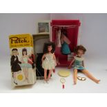 A boxed Pedigree Patch doll with schoolgirl and ballerina outfits together with a Sindy doll with