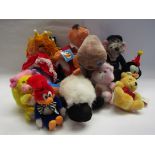Assorted 1980's soft filled toys including Roland Rat, Care Bear, E.