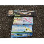 Two GWS Pico indoor and slow flyer model plane kits and a Modelhob Coyote Olimpic model plane kit