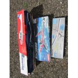 Three model plane kits; Kyosho FV-1000 fan airplane,
