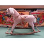 A plush rocking horse on bowed rocker, approx.