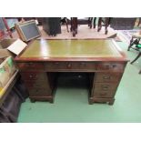 A Georgian style mahogany twin pedestal desk,