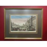 A 19th Century coloured etching depicting a view of the Fountain de Trevi, Rome, framed and glazed,