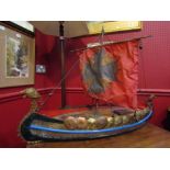 An early 20th Century handcrafted model Viking long boat,