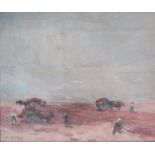 Attributed to Eugene Boudin (1824-1898): A framed and glazed oil on board,